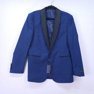 Braveman Men's Slim Fit Blue With Black Collar Suit Blazer Size 40R /34 W Formal